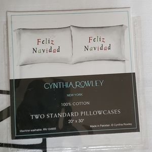 Cynthia Rowley "Feliz Navidad" Standard Size Pillow Cases